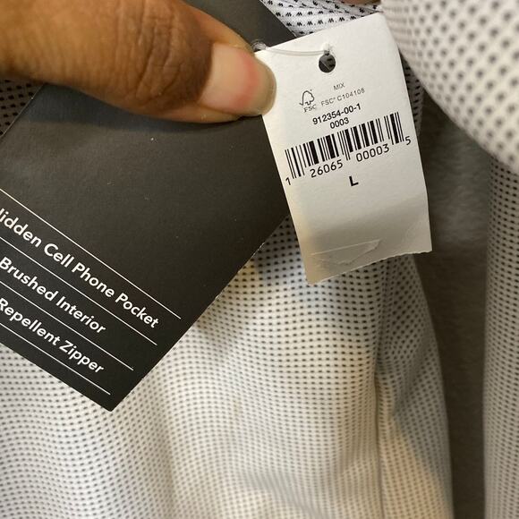 NWT Gap Fit White Grey Full Zip Hooded Jacket - Picture 5 of 7